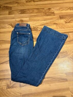 Rock & Roll Denim High Rise Trouser Size 25 Long Western Country Wide Leg /Flare